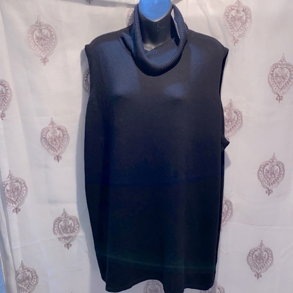 NWT JESSICA LONDON BLACK TANK TURTLENECK/COWL NECK SWEATER TUNIC SZ 26/28 - Picture 1 of 10